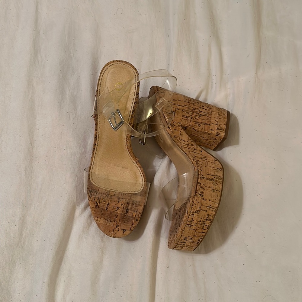 cork platform high heels